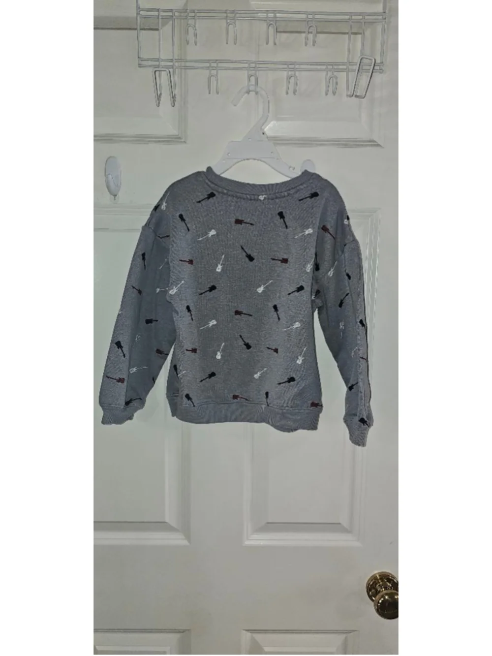 Boys LIAM‎ & JAMES Gray Guitar Print pullover Sweatshirt 5T retro look